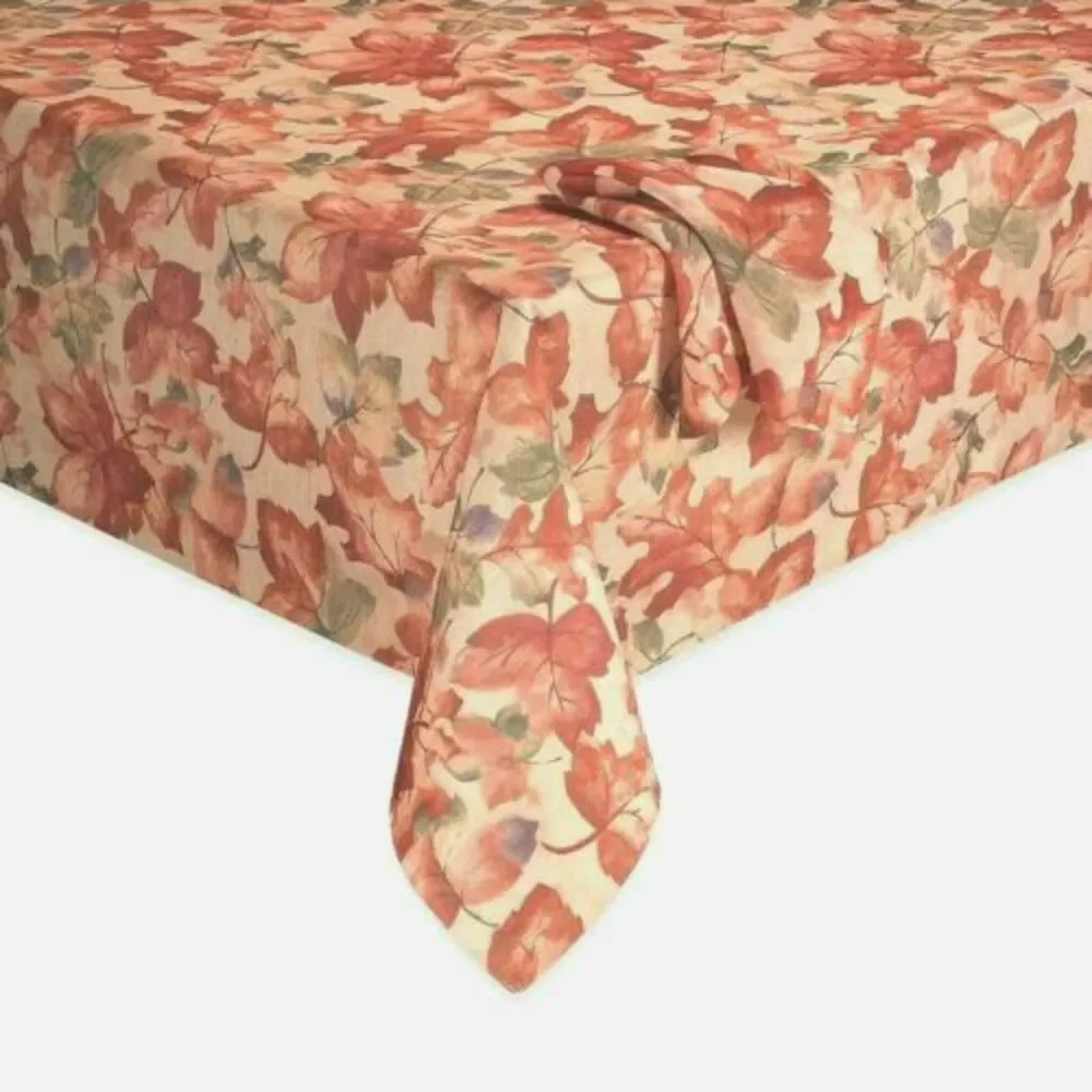 Thanksgiving Fabric Tablecloth 52x52 Fall Leafs Harvest Festival Fall Easy Care